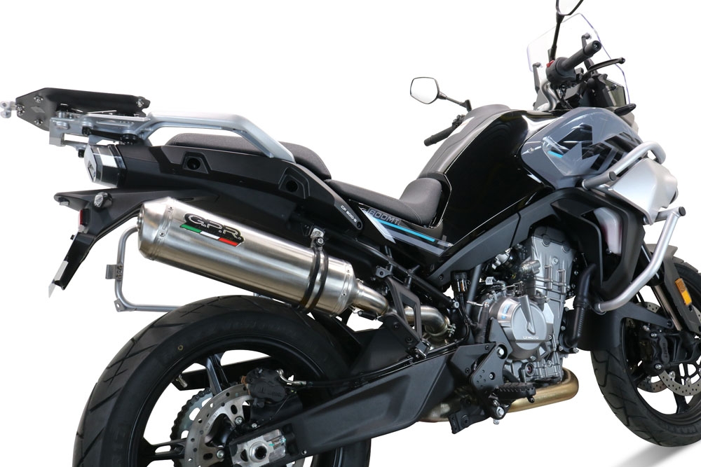 Escape compatible con Cf Moto 800 Mt Touring 2022-2024, Satinox , Escape legal, homologado, silenciador con db killer desmontable y tubo de conexión específico 