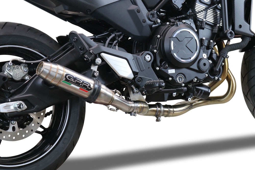 Escape compatible con Cf Moto 700 CL-X Sport 2022-2024, Deeptone Inox, Sistema de escape medio lleno, incluido db killer extraíble y tubo de conexión 