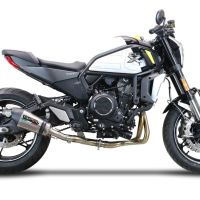 Escape compatible con Cf Moto 700 CL-X Sport 2022-2024, Gpe Ann. titanium, Sistema de escape medio lleno, incluido db killer extraíble y tubo de conexión 