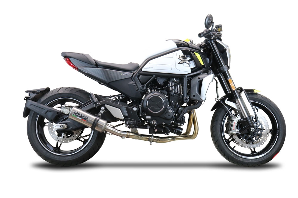 Escape compatible con Cf Moto 700 CL-X Adv 2022-2024, M3 Inox , Sistema de escape medio lleno, incluido db killer extraíble y tubo de conexión 