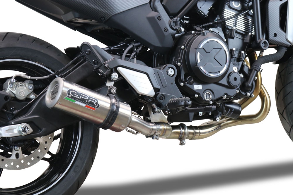 Escape compatible con Cf Moto 700 CL-X Adv 2022-2024, M3 Inox , Sistema de escape medio lleno, incluido db killer extraíble y tubo de conexión 