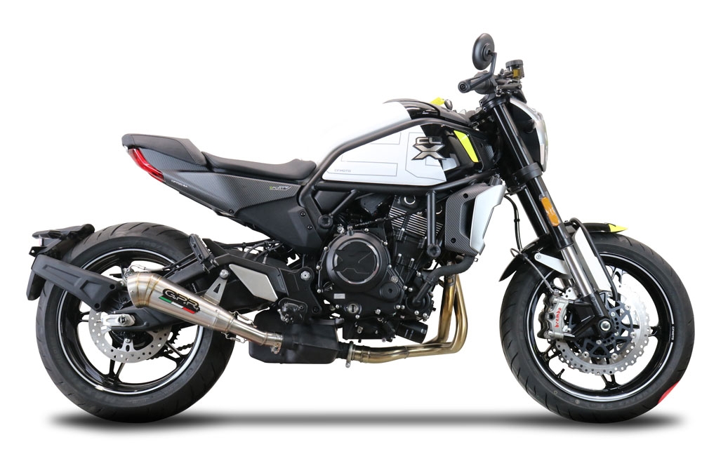 GPR escape compatible con  Cf Moto 700 CL-X Sport 2025-2026, Powercone Evo, Escape legal, homologado, silenciador con db killer desmontable y tubo de conexión específico 