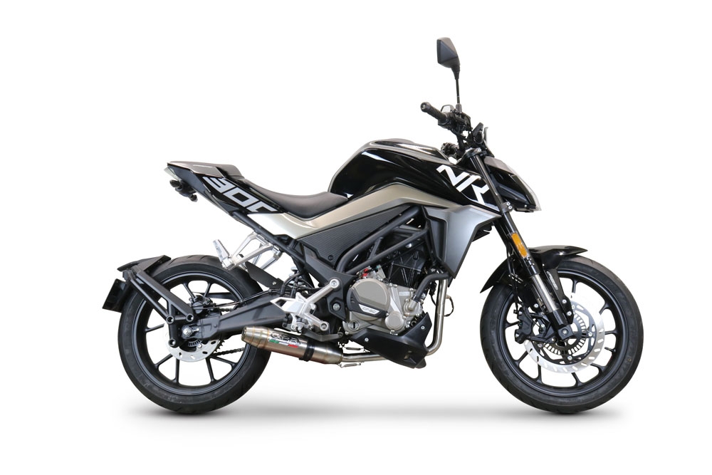 Escape compatible con Cf Moto 300 NK 2022-2024, Deeptone Inox, Escape completo, no legal para países de la UE, con db killer extraíble 