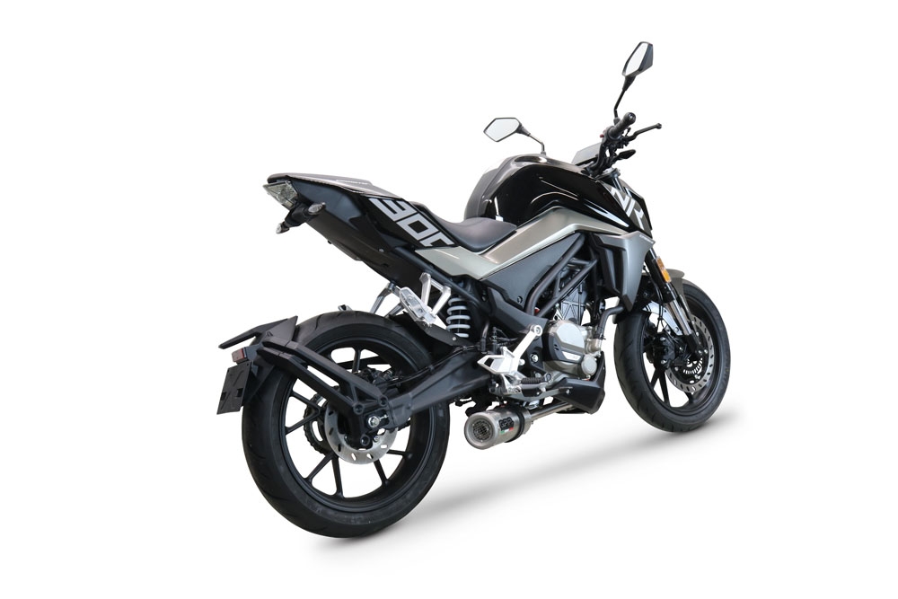 Escape compatible con Cf Moto 300 NK 2022-2024, M3 Inox , Escape completo, no legal para países de la UE, con db killer extraíble 