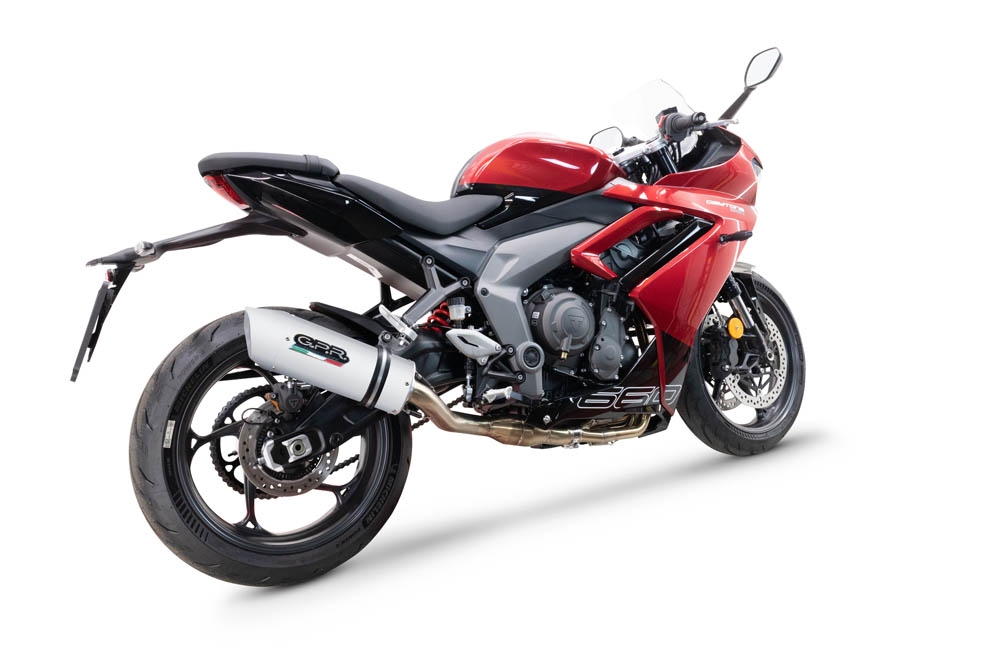 Escape compatible con Triumph Daytona 660 2023-2025, Albus Ceramic, Escape completo homologado y legal, incluido db killer extraíble 