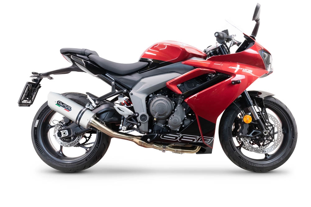 Escape compatible con Triumph Daytona 660 2023-2025, Albus Ceramic, Escape completo homologado y legal, incluido db killer extraíble 