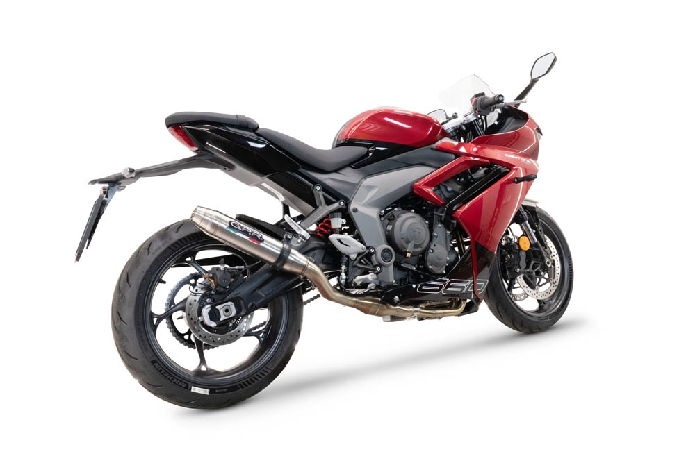 Escape compatible con Triumph Daytona 660 2023-2025, Deeptone Inox, Escape completo racing, incluyendo colector y db killer desmontable, sin homologación 