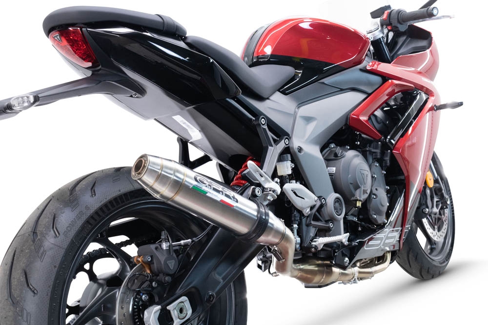 Escape compatible con Triumph Daytona 660 2023-2025, Deeptone Inox, Escape completo racing, incluyendo colector y db killer desmontable, sin homologación 