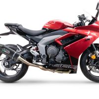 Escape compatible con Triumph Daytona 660 2023-2025, Furore Nero, Escape completo homologado y legal, incluido db killer extraíble 