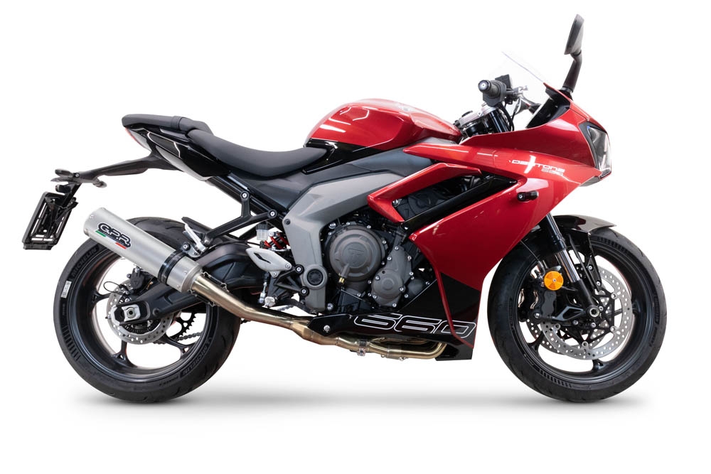 Escape compatible con Triumph Daytona 660 2023-2025, M3 Inox , Escape completo, no legal para países de la UE, con db killer extraíble 