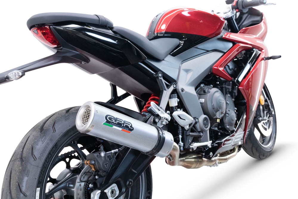Escape compatible con Triumph Daytona 660 2023-2025, M3 Inox , Escape completo, no legal para países de la UE, con db killer extraíble 