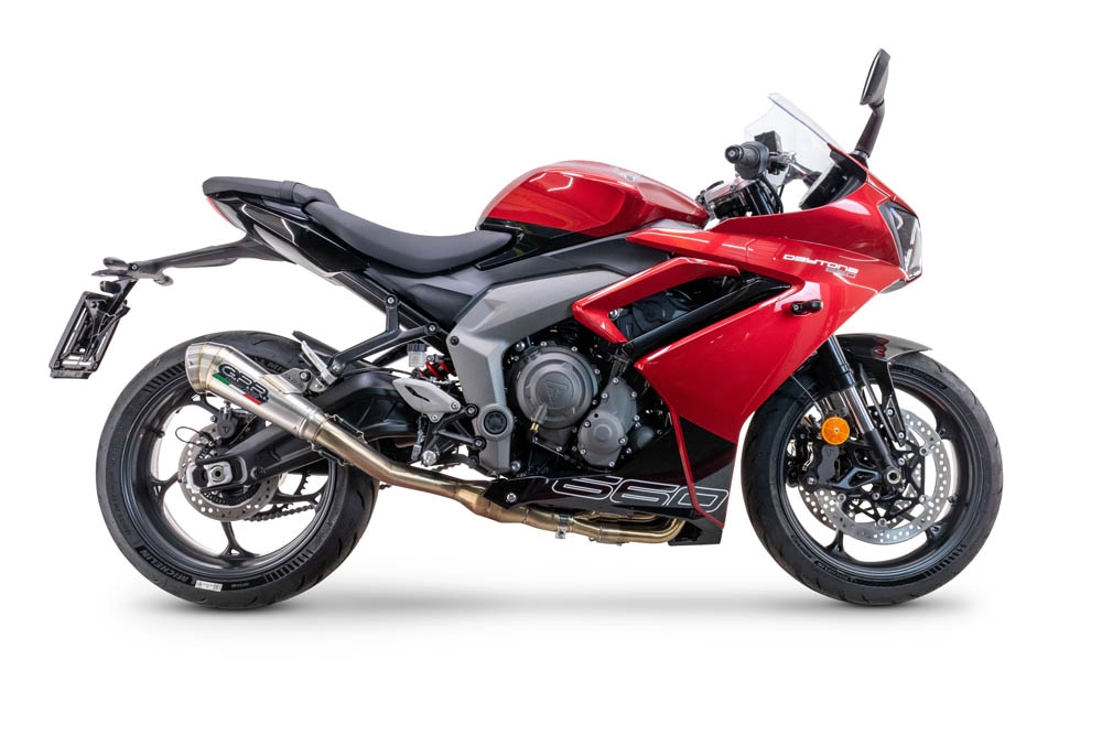 Escape compatible con Triumph Daytona 660 2023-2025, Powercone Evo, Escape completo, no legal para países de la UE, con db killer extraíble 