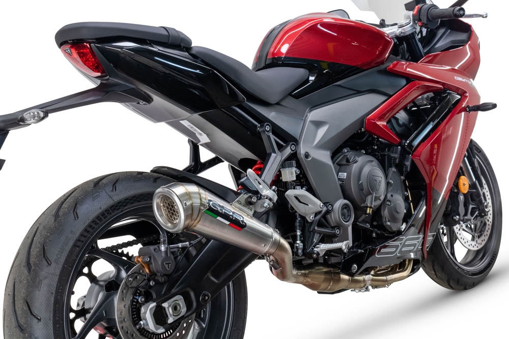 Escape compatible con Triumph Daytona 660 2023-2025, Powercone Evo, Escape completo, no legal para países de la UE, con db killer extraíble 