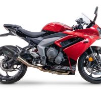 Escape compatible con Triumph Daytona 660 2023-2025, Gpe Ann. Black titanium, Escape completo homologado y legal, incluido db killer extraíble 