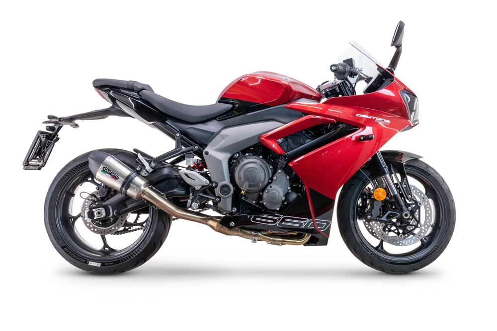 Escape compatible con Triumph Daytona 660 2023-2025, Gpe Ann. titanium, Escape completo, no legal para países de la UE, con db killer extraíble 