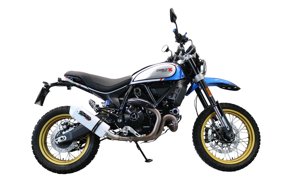Escape compatible con Ducati Scrambler 800 Icon -Icon Dark 2021-2022, Albus Ceramic, Escape homologaedo, legal para mercados fuera de la UE, incluido tubo de enlace y db killer extraíble 
