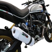 Escape compatible con Ducati Scrambler 800 Icon -Icon Dark 2021-2022, Albus Ceramic, Escape homologaedo, legal para mercados fuera de la UE, incluido tubo de enlace y db killer extraíble 