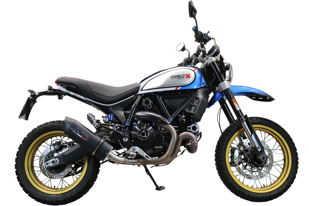 Escape compatible con Ducati Scrambler 800 Desert Sled -DS Fasthouse 2021-2024, Furore Poppy, Escape homologaedo, legal para mercados fuera de la UE, incluido tubo de enlace y db killer extraíble 