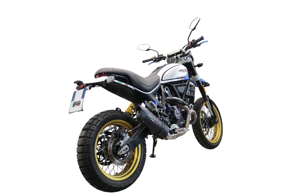 Escape compatible con Ducati Scrambler 800 Desert Sled -DS Fasthouse 2021-2024, Furore Nero, Escape homologaedo, legal para mercados fuera de la UE, incluido tubo de enlace y db killer extraíble 