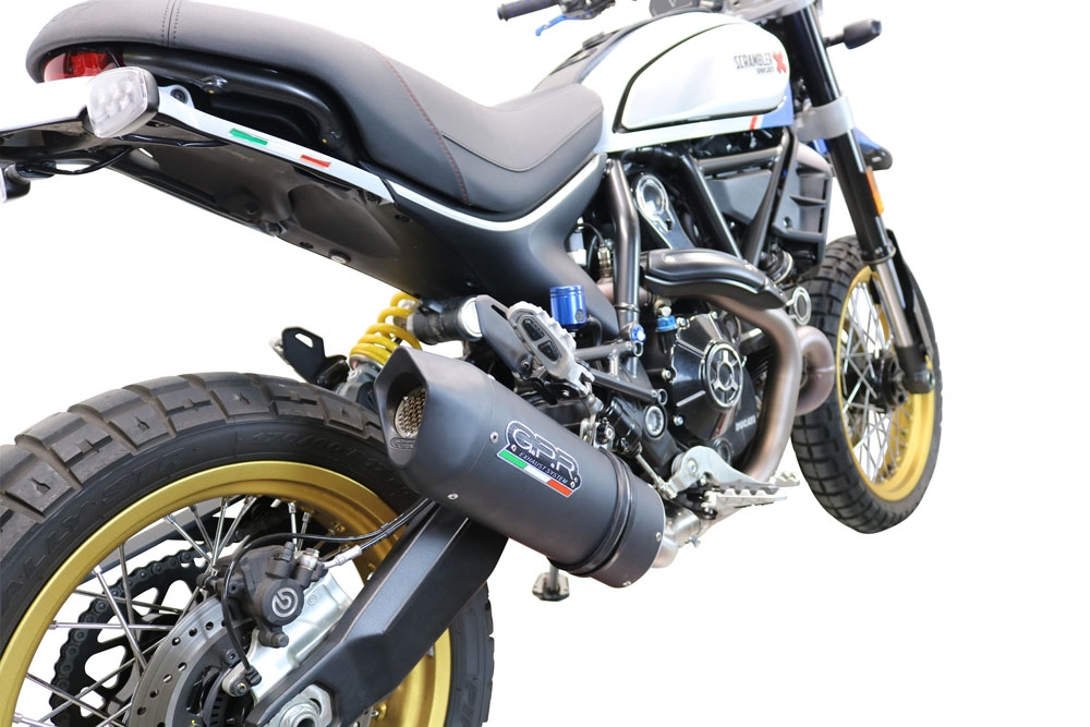 Escape compatible con Ducati Scrambler 800 Desert Sled -DS Fasthouse 2021-2024, Furore Nero, Escape homologaedo, legal para mercados fuera de la UE, incluido tubo de enlace y db killer extraíble 