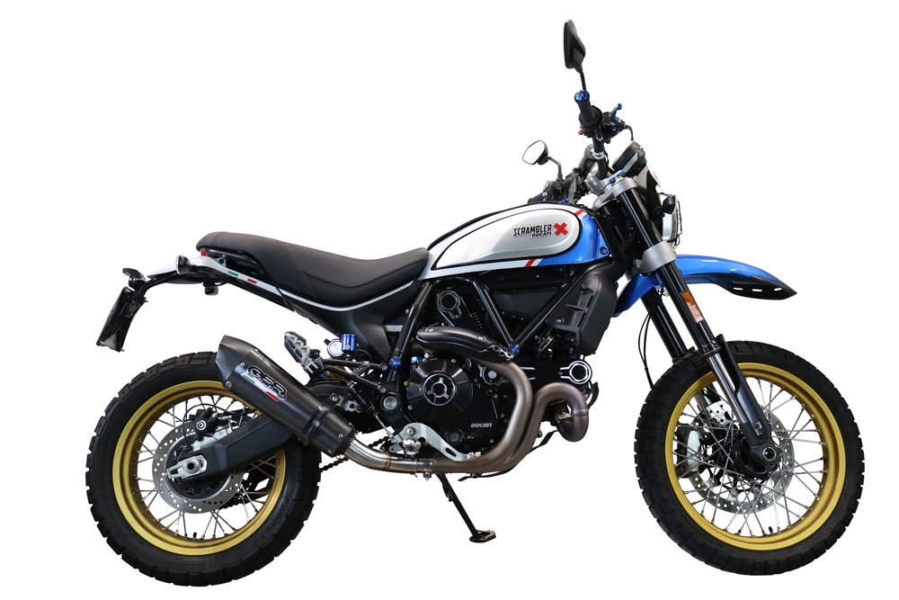Escape compatible con Ducati Scrambler 800 Desert Sled -DS Fasthouse 2021-2024, Gpe Ann. Poppy, Escape homologaedo, legal para mercados fuera de la UE, incluido tubo de enlace y db killer extraíble 