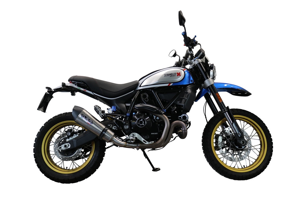 Escape compatible con Ducati Scrambler 800 Desert Sled -DS Fasthouse 2021-2024, Gpe Ann. Titanium, Escape homologaedo, legal para mercados fuera de la UE, incluido tubo de enlace y db killer extraíble 