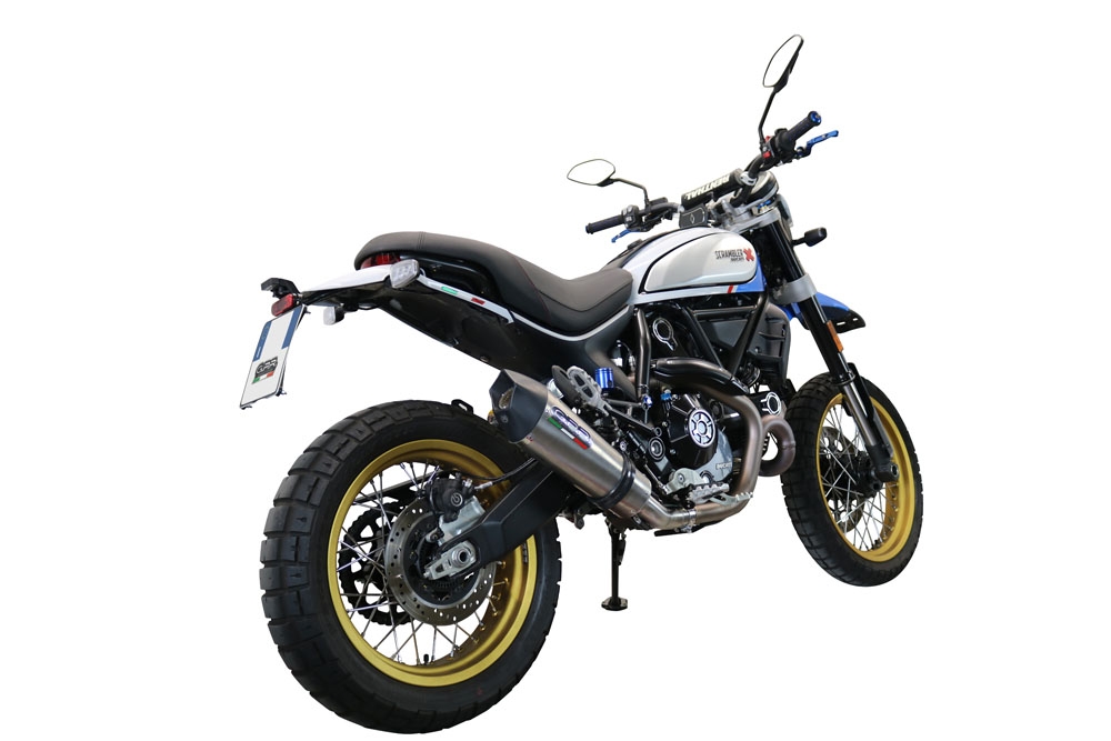 Escape compatible con Ducati Scrambler 800 Desert Sled -DS Fasthouse 2021-2024, Gpe Ann. Titanium, Escape homologaedo, legal para mercados fuera de la UE, incluido tubo de enlace y db killer extraíble 