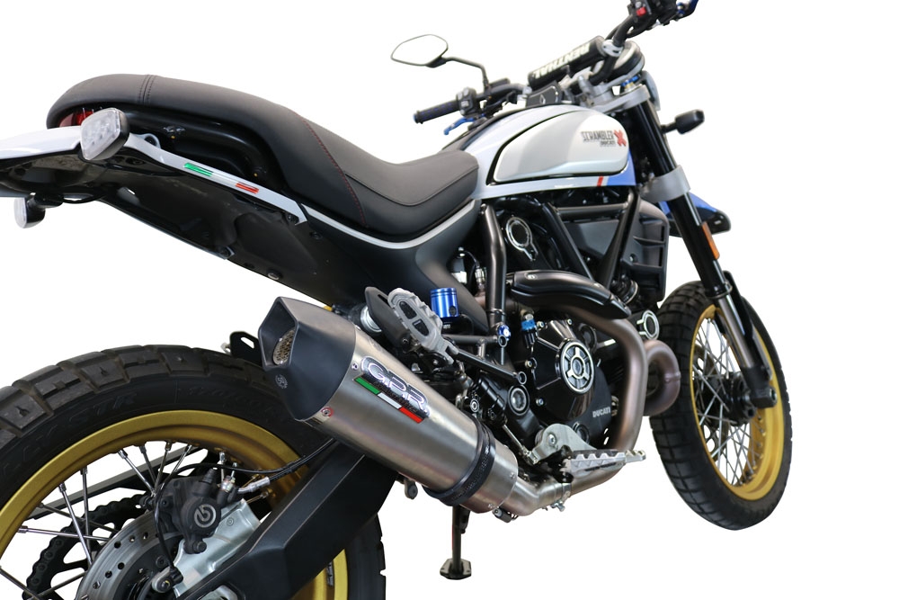 Escape compatible con Ducati Scrambler 800 Desert Sled -DS Fasthouse 2021-2024, Gpe Ann. Titanium, Escape homologaedo, legal para mercados fuera de la UE, incluido tubo de enlace y db killer extraíble 