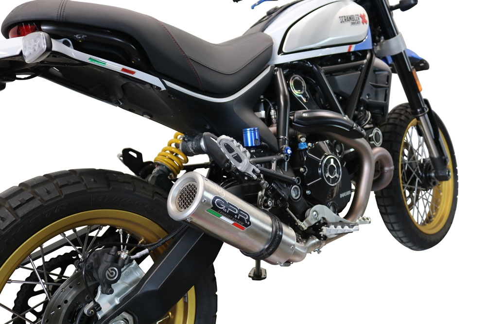 GPR escape compatible con  Ducati Scrambler 800 Desert Sled -DS Fasthouse 2021-2024, M3 Titanium Natural, Escape legal, homologado, silenciador con catalizador, db killer desmontable y tubo de conexión específico 