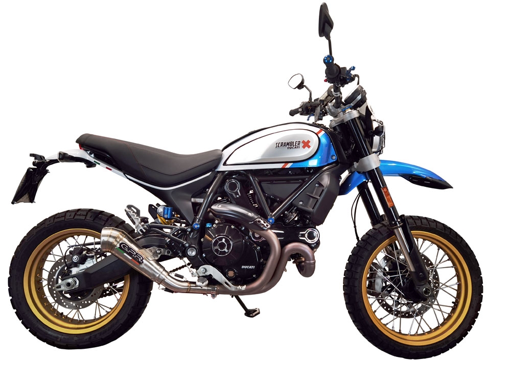 Escape compatible con Ducati Scrambler 800 Desert Sled -DS Fasthouse 2021-2024, Powercone Evo, Escape homologaedo, legal para mercados fuera de la UE, incluido tubo de enlace y db killer extraíble 