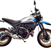 Escape compatible con Ducati Scrambler 800 Desert Sled -DS Fasthouse 2021-2024, Powercone Evo, Escape homologaedo, legal para mercados fuera de la UE, incluido tubo de enlace y db killer extraíble 