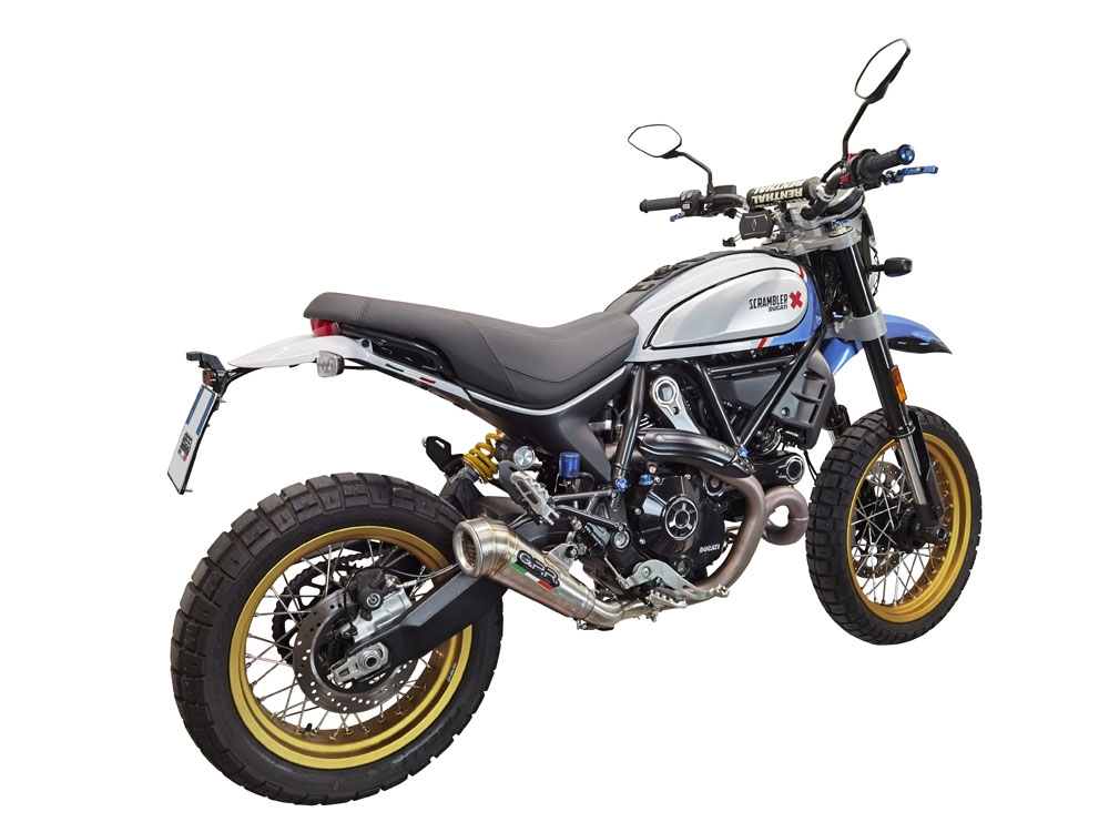 Escape compatible con Ducati Scrambler 800 Desert Sled -DS Fasthouse 2021-2024, Powercone Evo, Escape homologaedo, legal para mercados fuera de la UE, incluido tubo de enlace y db killer extraíble 