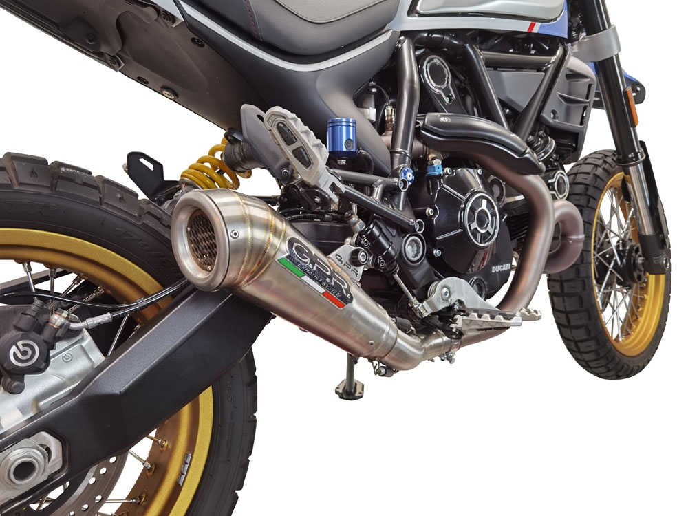 Escape compatible con Ducati Scrambler 800 Desert Sled -DS Fasthouse 2021-2024, Powercone Evo, Escape homologaedo, legal para mercados fuera de la UE, incluido tubo de enlace y db killer extraíble 