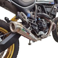 Escape compatible con Ducati Scrambler 800 Desert Sled -DS Fasthouse 2021-2024, Powercone Evo, Escape homologaedo, legal para mercados fuera de la UE, incluido tubo de enlace y db killer extraíble 
