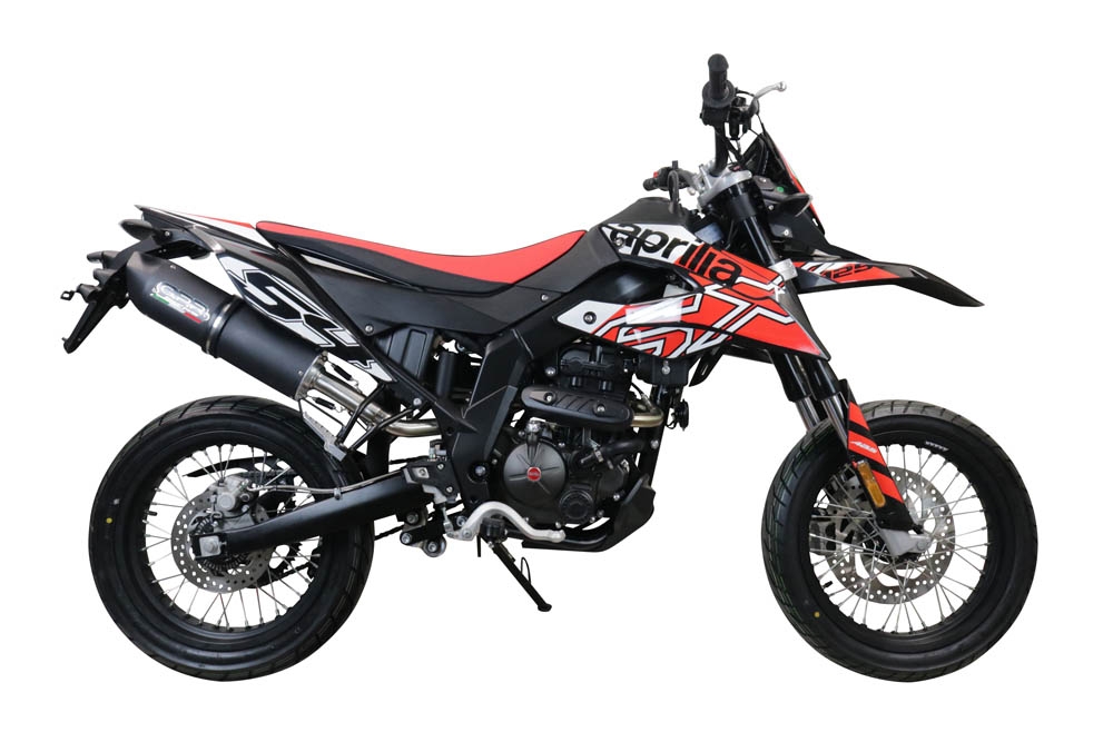 Escape compatible con Aprilia Sx 125 2021-2024, Furore Evo4 Nero, Escape homologaedo, legal para mercados fuera de la UE, incluido tubo de enlace y db killer extraíble 