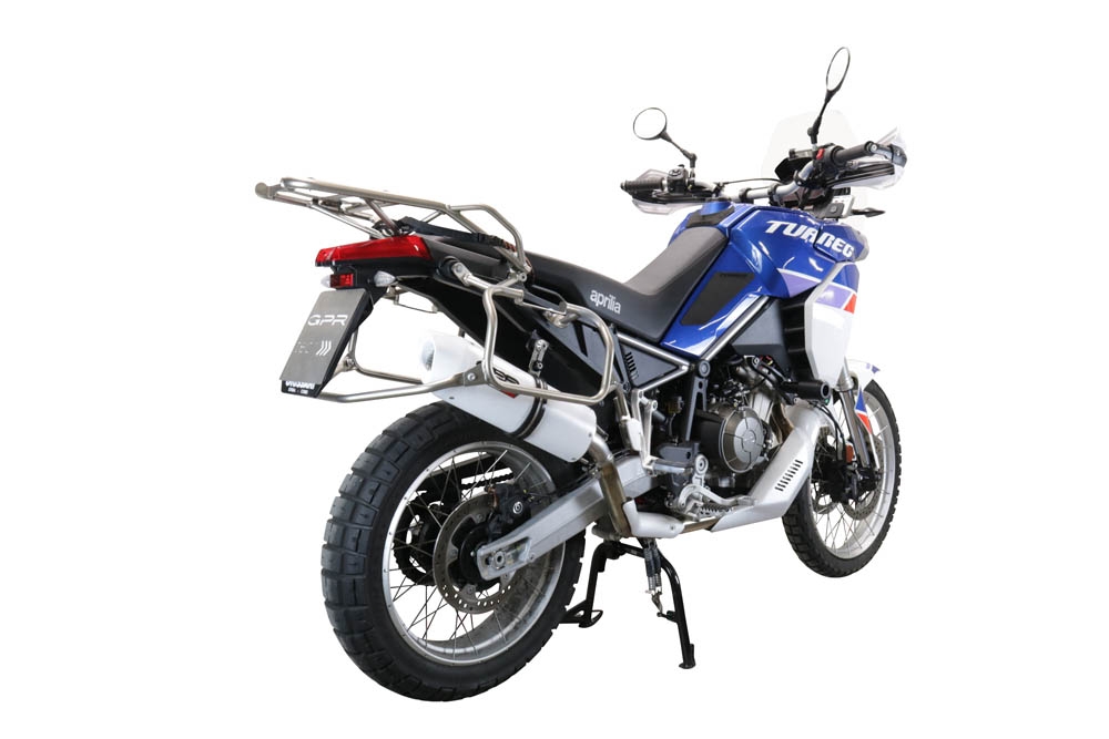 Escape compatible con Aprilia Tuareg 660 2021-2024, Albus Evo4, Escape legal, homologado, silenciador con db killer desmontable y tubo de conexión específico 