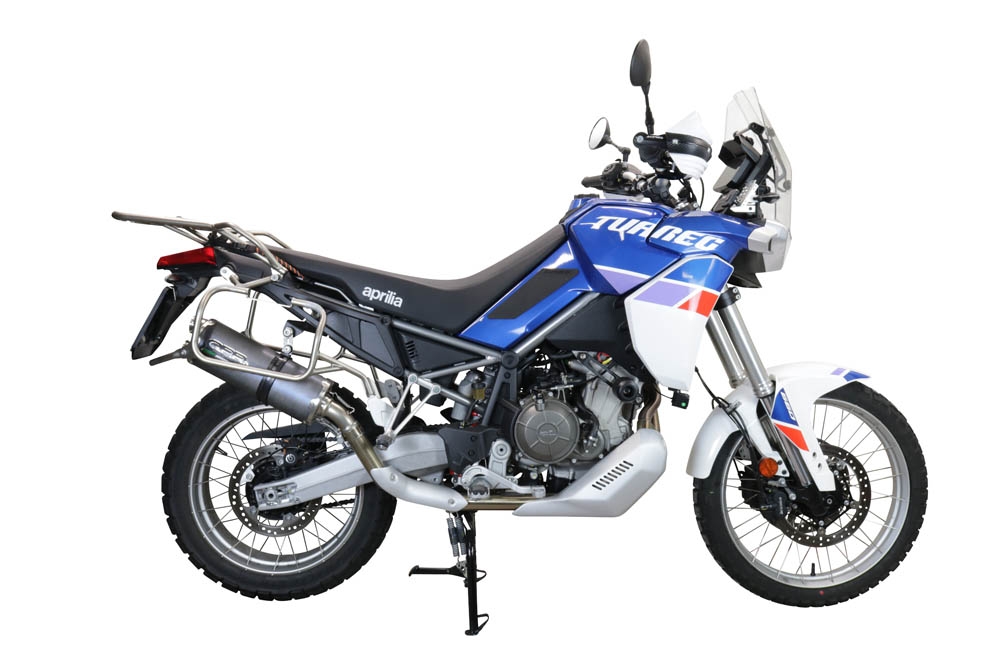 Escape compatible con Aprilia Tuareg 660 2021-2024, Dual Poppy, Escape legal, homologado, silenciador con db killer desmontable y tubo de conexión específico 