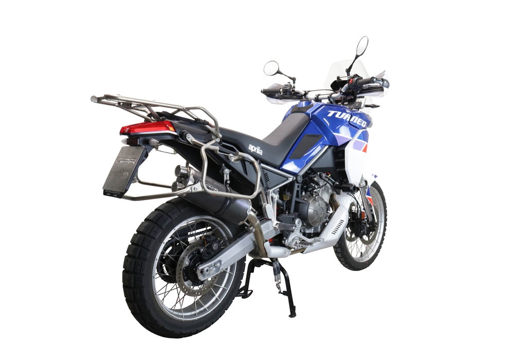 Escape compatible con Aprilia Tuareg 660 2021-2024, Dual Poppy, Escape legal, homologado, silenciador con db killer desmontable y tubo de conexión específico 