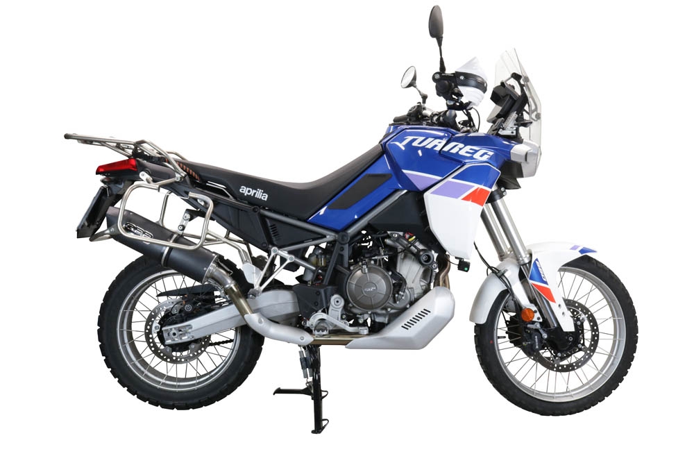 Escape compatible con Aprilia Tuareg 660 2021-2024, Furore Evo4 Nero, Escape legal, homologado, silenciador con db killer desmontable y tubo de conexión específico 