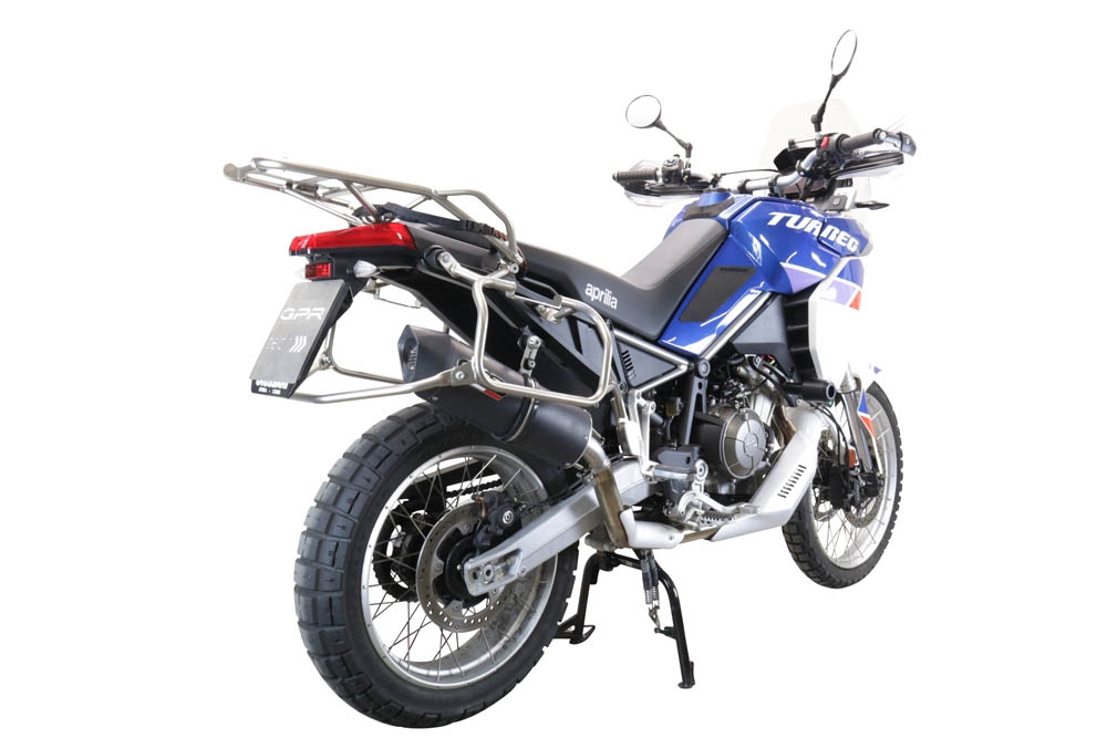 Escape compatible con Aprilia Tuareg 660 2021-2024, Furore Evo4 Nero, Escape legal, homologado, silenciador con db killer desmontable y tubo de conexión específico 