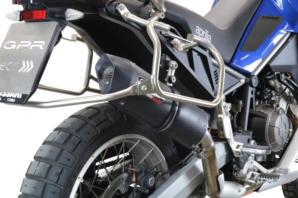 Escape compatible con Aprilia Tuareg 660 2021-2024, Furore Evo4 Nero, Escape legal, homologado, silenciador con db killer desmontable y tubo de conexión específico 