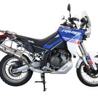 Escape compatible con Aprilia Tuareg 660 2021-2024, Satinox , Escape legal, homologado, silenciador con db killer desmontable y tubo de conexión específico 