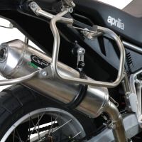 Escape compatible con Aprilia Tuareg 660 2021-2024, Satinox , Escape legal, homologado, silenciador con db killer desmontable y tubo de conexión específico 