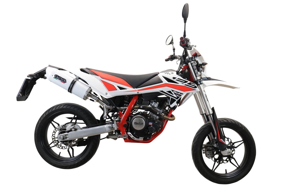 Escape compatible con Beta RR 125 4T Motard 2019-2020, Albus Evo4, Escape homologaedo, legal para mercados fuera de la UE, incluido tubo de enlace y db killer extraíble 