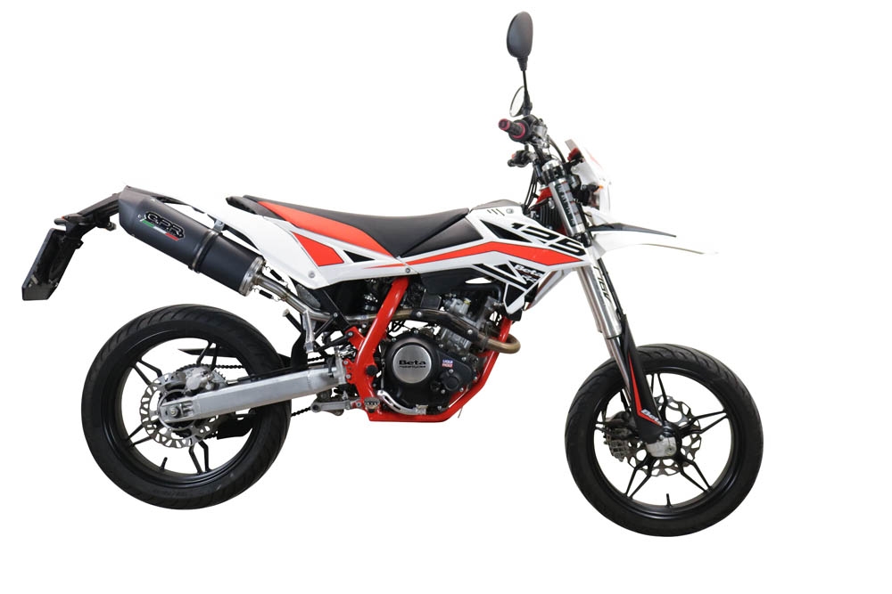 Escape compatible con Beta RR 125 4T Motard 2021-2024, Furore Evo4 Nero, Escape homologaedo, legal para mercados fuera de la UE, incluido tubo de enlace y db killer extraíble 