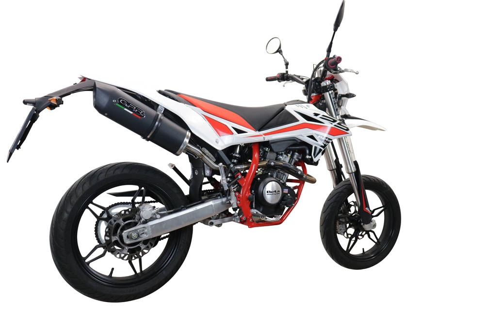 Escape compatible con Beta RR 125 4T Motard 2021-2024, Furore Evo4 Nero, Escape homologaedo, legal para mercados fuera de la UE, incluido tubo de enlace y db killer extraíble 