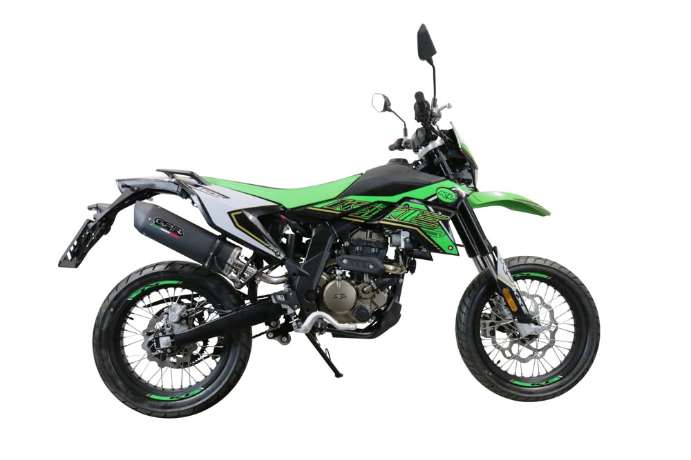 Escape compatible con KL MOTOR KXE 125 2022-2023, Furore Evo4 Nero, Escape homologaedo, legal para mercados fuera de la UE, incluido tubo de enlace y db killer extraíble 