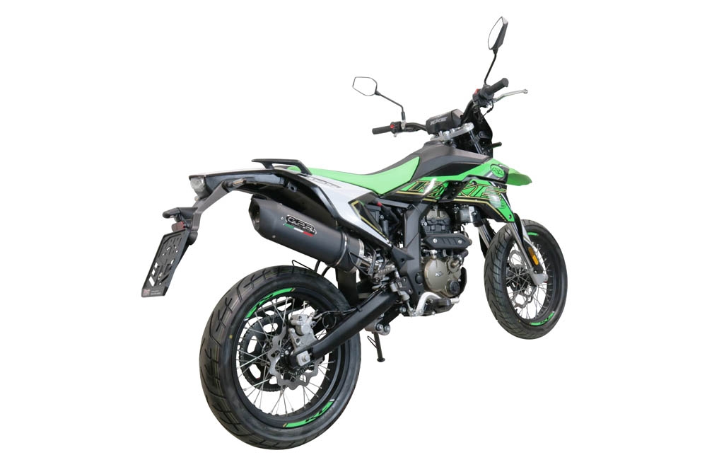 Escape compatible con KL MOTOR KXE 125 2022-2023, Furore Evo4 Nero, Escape homologaedo, legal para mercados fuera de la UE, incluido tubo de enlace y db killer extraíble 