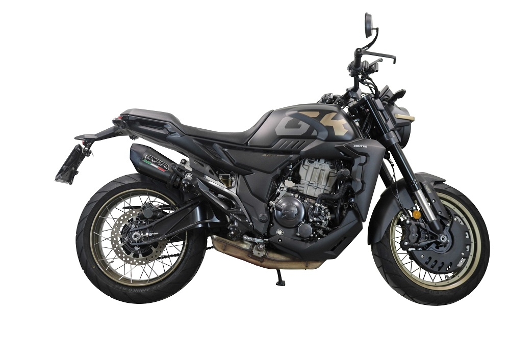 Escape compatible con Zontes 350 T2 ADV 2022-2024, GP Evo4 Poppy, Escape legal, homologado, silenciador con db killer desmontable y tubo de conexión específico 