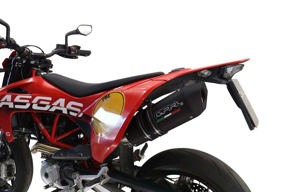 Escape compatible con Gas Gas SM 700 2023-2024, Furore Evo4 Nero, Escape homologaedo, legal para mercados fuera de la UE, incluido tubo de enlace y db killer extraíble 